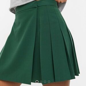 ASOS DESIGN pleated skirt in forest green
